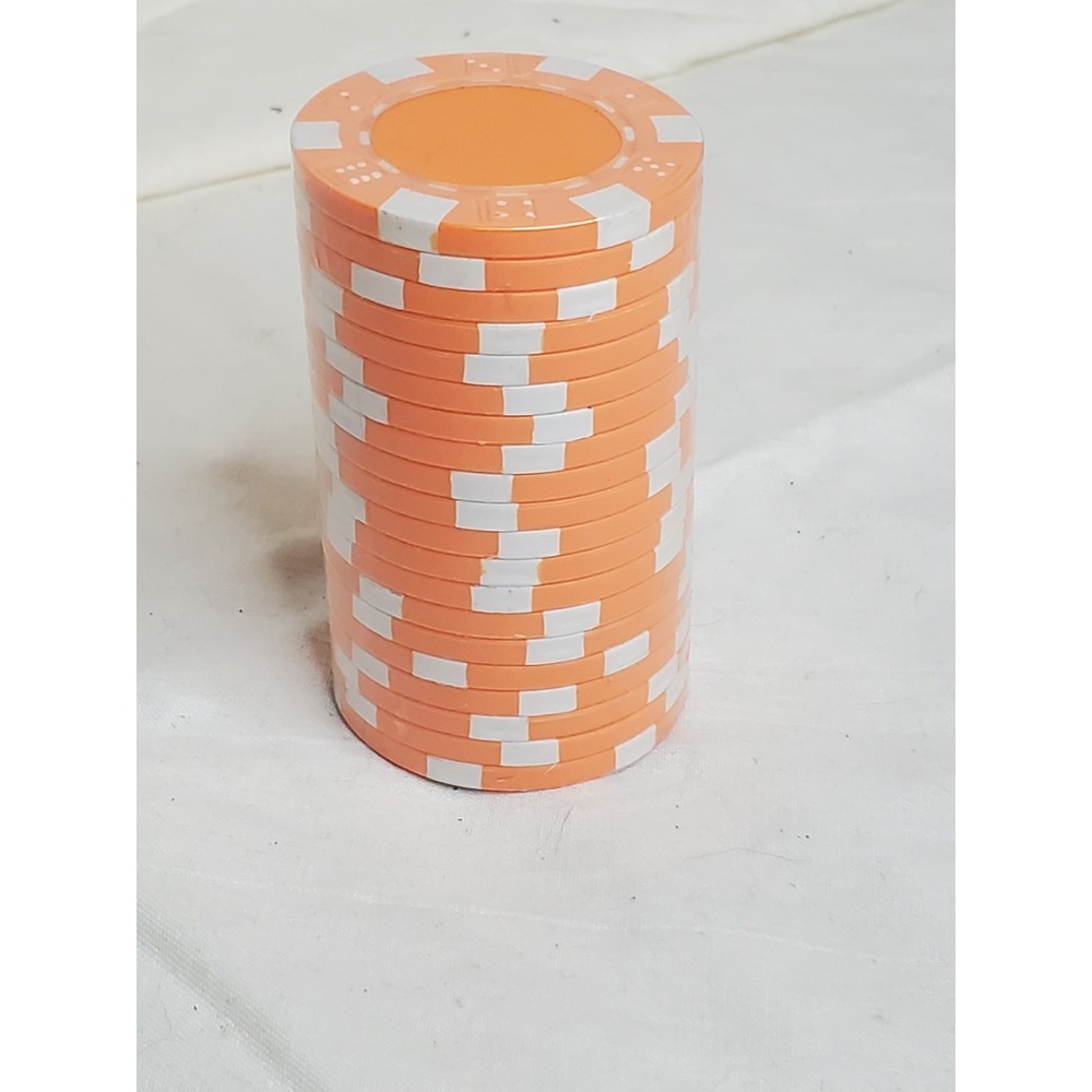 20 Orange Poker Chips Dice Style Casino Game Tokens 8.1 oz Set of 20 New